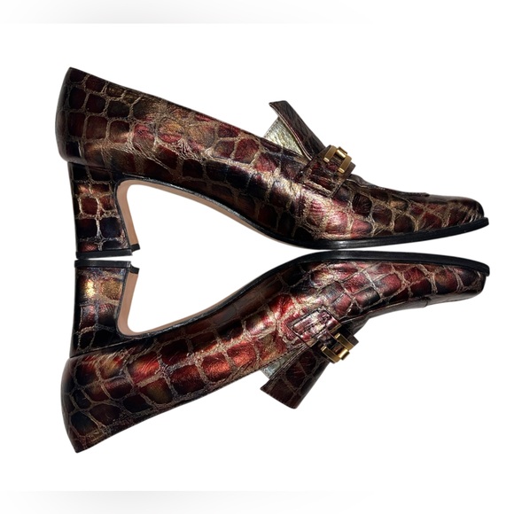 Timothy Hitsman Vintage Croc Leather Square Toe Heels, Size 9 Narrow - Picture 5 of 7